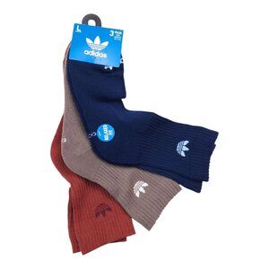 Adidas 3-Pair High Quarter Socks Large Mens Shoe 8-12, Womens Shoe 10-13
